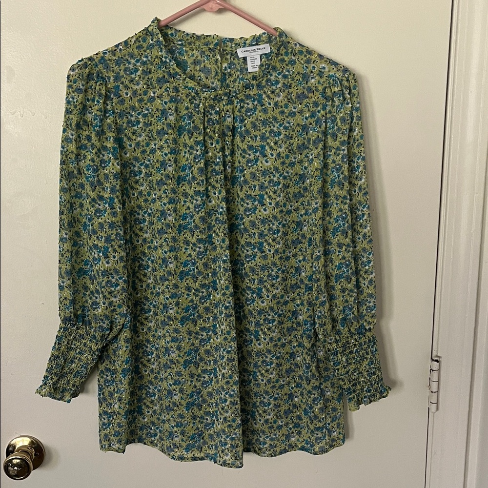 Caroline Belle Women's Floral Long Sleeve Blouse - Size M